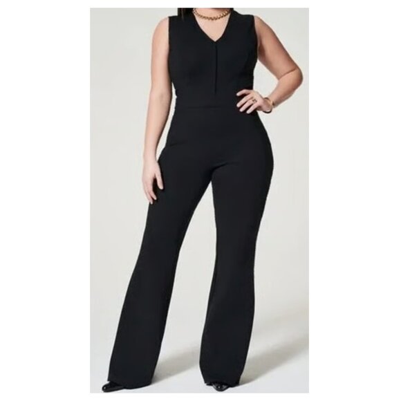 Spanx Women's Perfect Flare Leg Jumpsuit Size 2X Black NWT Ponte Flare Leg